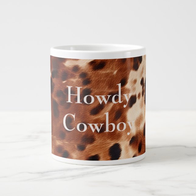 Brown Cream Black Cowhide  Giant Coffee Mug (Front)