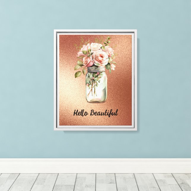 Brown Cream Black Cowhide Horse Shoe Canvas Print (Insitu(Wood Floor))