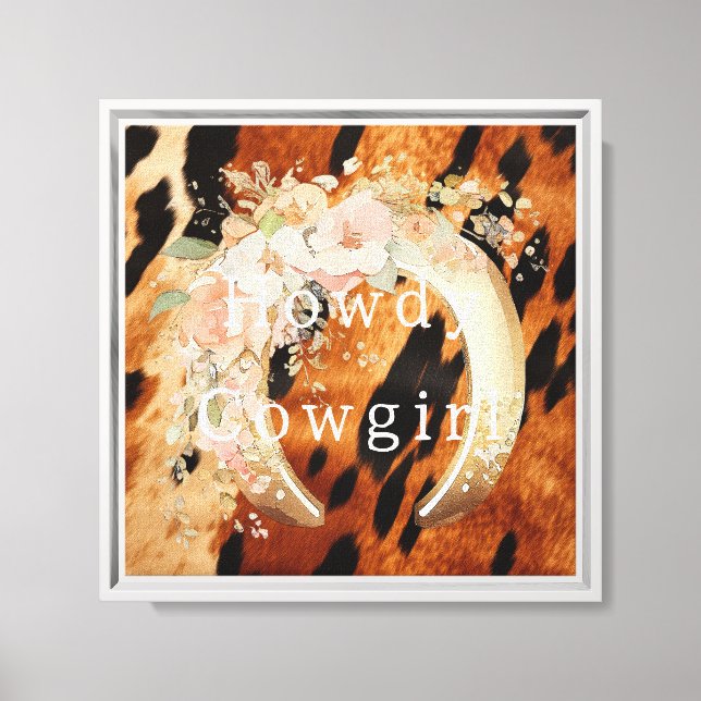 Brown Cream Black Cowhide Horse Shoe Canvas Print (Front)