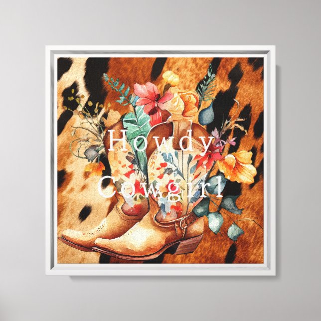 Brown Cream Black Cowhide Horse Shoe Canvas Print (Front)