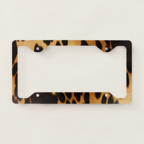 Brown Cream Black Cowhide  License Plate Frame