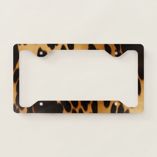 Brown Cream Black Cowhide  License Plate Frame (Front)