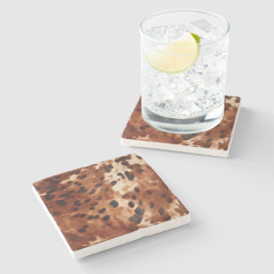 Brown Cream Black Cowhide Stone Coaster