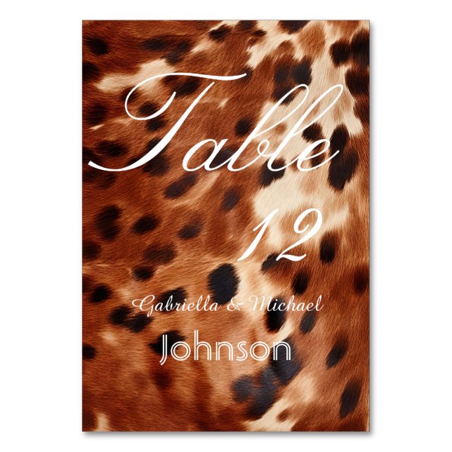 Brown Cream Black Cowhide Table Number (Front)