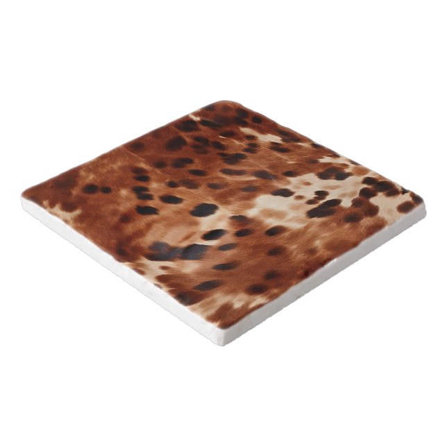 Brown Cream Black Cowhide Trivet (Corner)