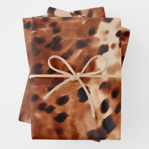 Brown Cream Black Cowhide Wrapping Paper Sheets