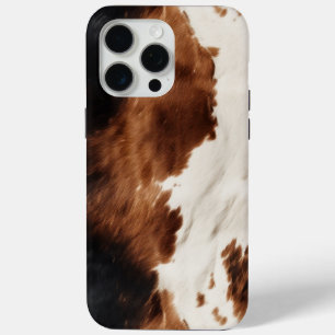 Brown Cream Black Southwest Cowhide iPhone 15 Pro Max Case