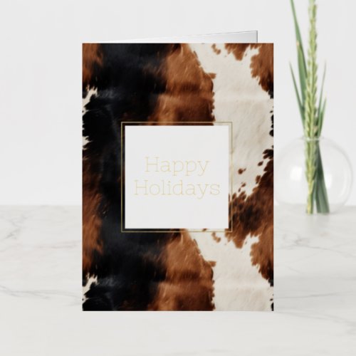 Brown Cream Black Southwest Cowhide Christmas Foil Holiday Card