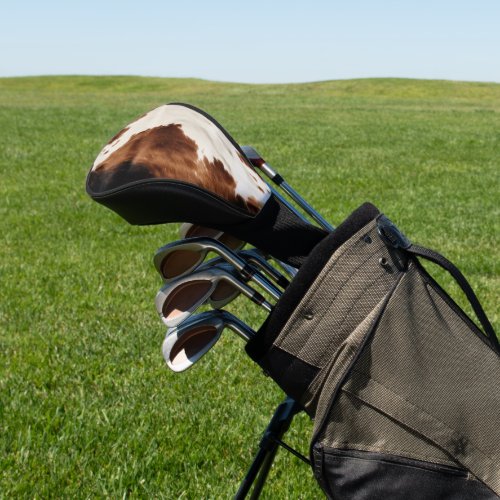 Brown Cream Black Southwest Cowhide Golf Head Cover