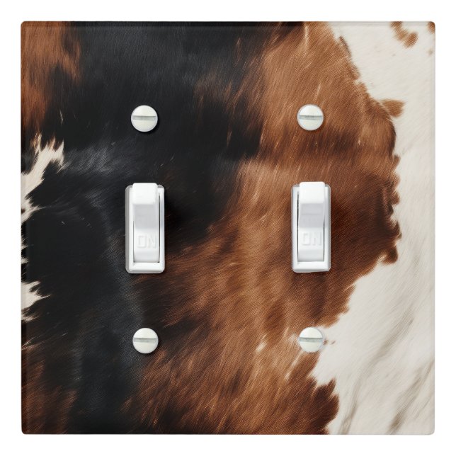 Brown Cream Black Southwest Cowhide Light Switch Cover (In Situ)