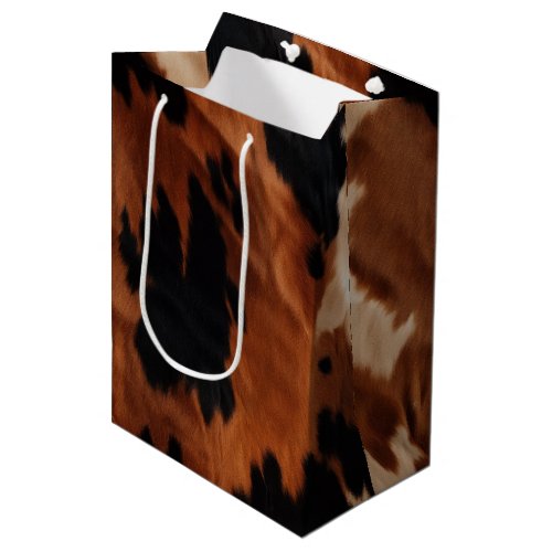 Brown Cream Black Southwest Cowhide Medium Gift Bag