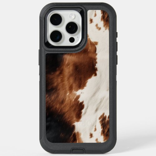 Brown Cream Black Southwest Cowhide iPhone 15 Pro Max Case