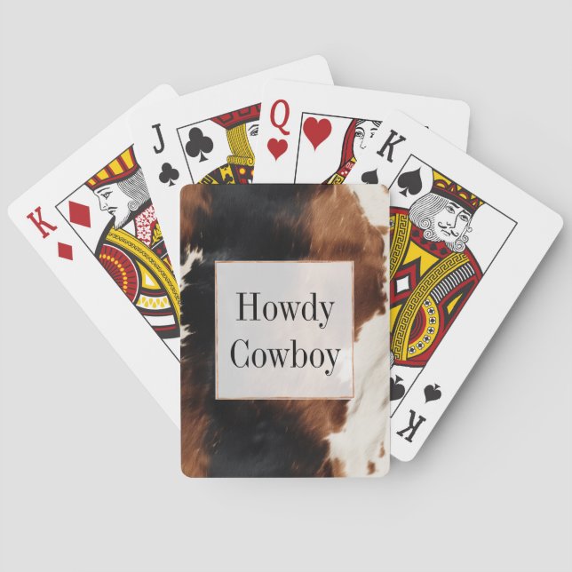 Brown Cream Black Southwest Cowhide Poker Cards (Back)