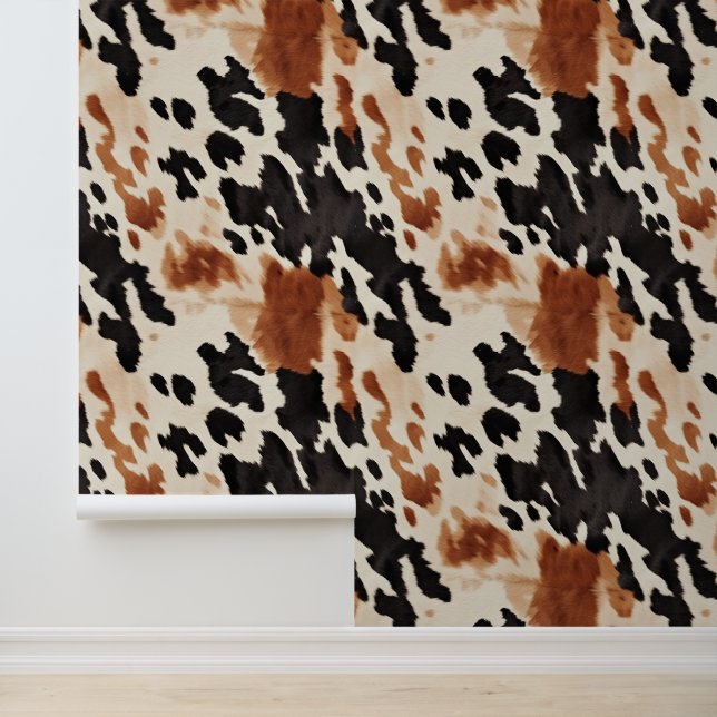 Brown Cream Black Southwest Cowhide Wallpaper (Application)