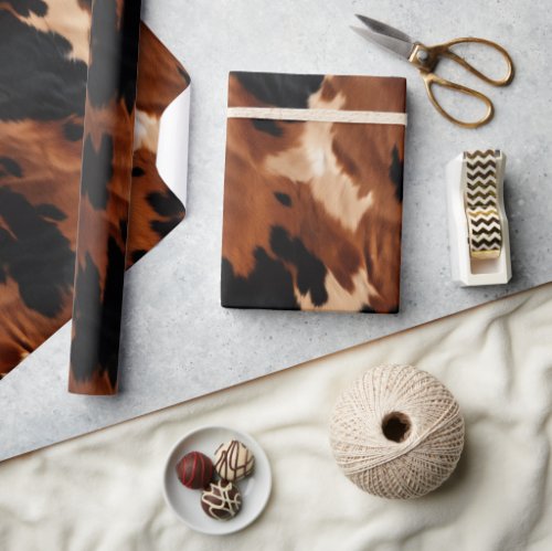 Brown Cream Black Southwest Cowhide Wrapping Paper