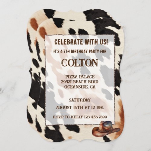 Brown Cream Black Western Cowhide Invitation