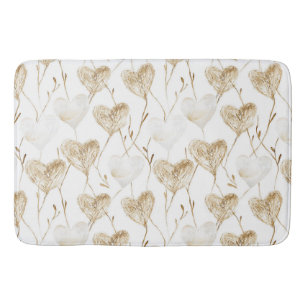 Brown Cream Boho Hearts Bath Mat