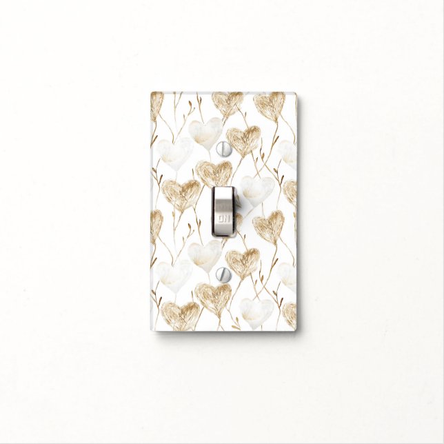 Brown Cream Boho Hearts   Light Switch Cover (In Situ)