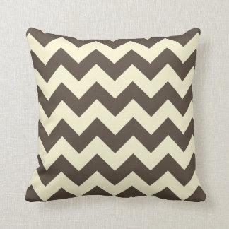 Brown & Cream Chevron Zigzag Pattern Throw Pillow