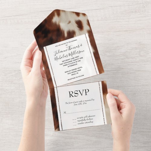 Brown Cream Cowhide All In One Invitation