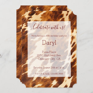 Brown Cream Cowhide Animal Print Invitation