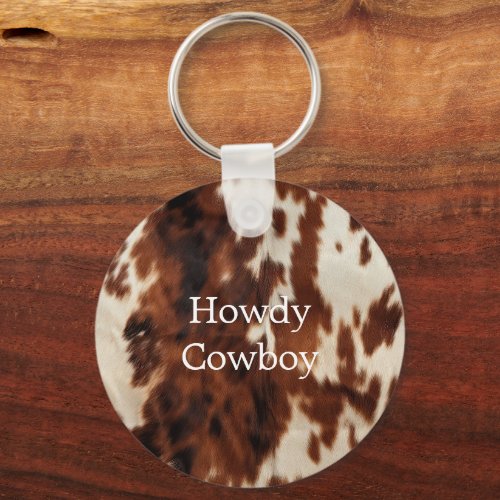 Brown Cream Cowhide  Keychain