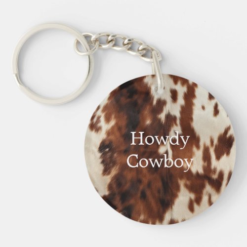 Brown Cream Cowhide  Keychain