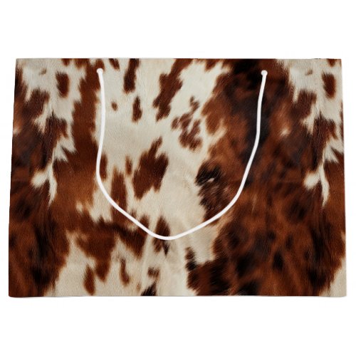 Brown Cream Cowhide Large Gift Bag