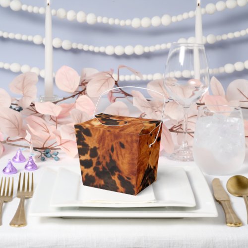 Brown Cream Cowhide Wedding Favor Boxes