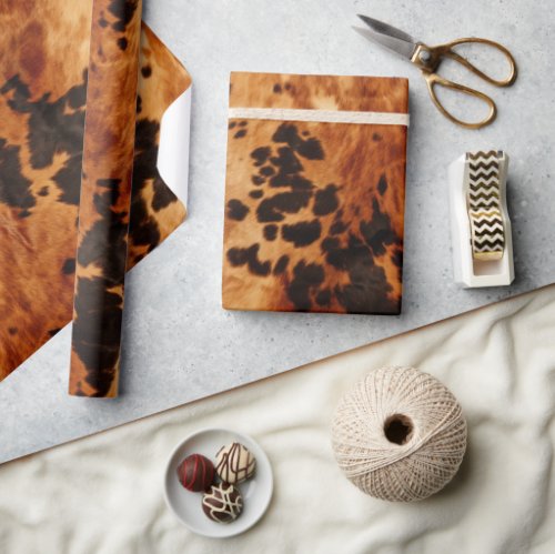 Brown Cream Cowhide Wedding Wrapping Paper