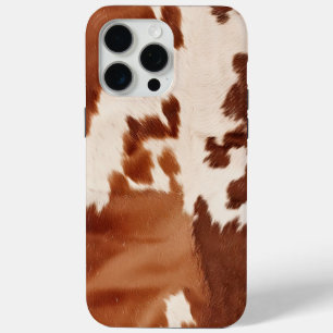 Brown Cream Cowhide Western iPhone 15 Pro Max Case