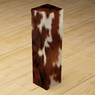 Brown Cream Cowhide Wine Box