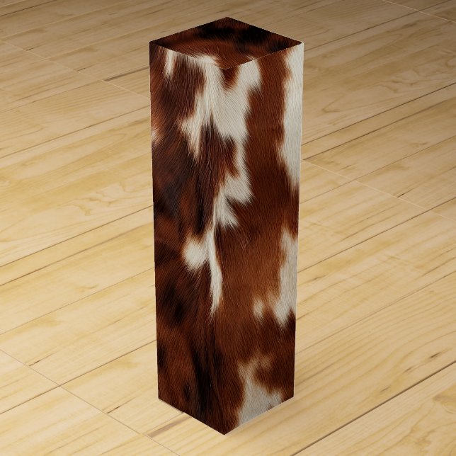 Brown Cream Cowhide Wine Box (Front)