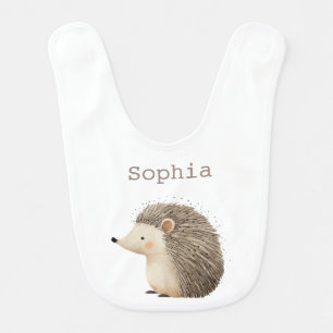 Brown Cream Cute Hedgehogs Baby Shower Bib