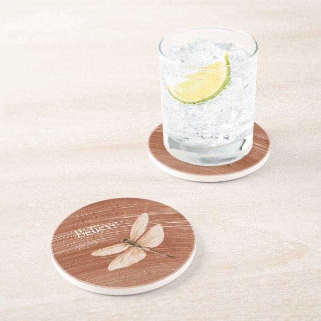 Brown Cream Dragonfly Coaster (Side)