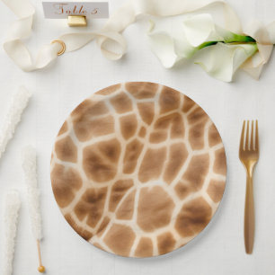 Brown Cream Giraffe Animal Safari Paper Plates