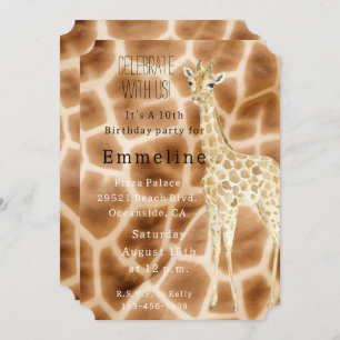 Brown Cream Giraffe Invitation