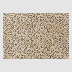 Brown Cream Glitter Leopard Print Tissue Paper