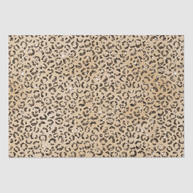 Brown Cream Glitter Leopard Print   Tissue Paper (Front)