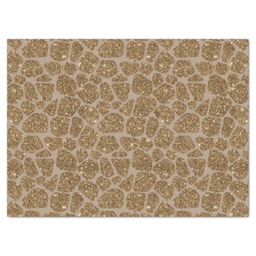 Brown Cream Gold Giraffe Print Glitter   Tissue Paper