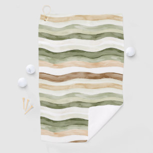 Brown Cream Green Stripes Golf Towel