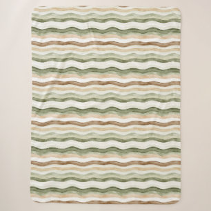 Brown Cream Green Stripes Sherpa Blanket