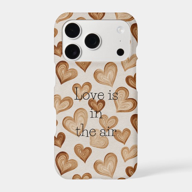 Brown Cream Hearts Stripes Case-Mate iPhone Case (Back)