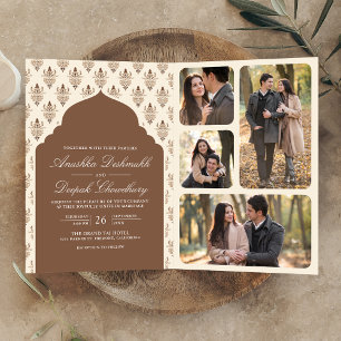 Brown Cream Ikat All in One Indian Wedding Invitation