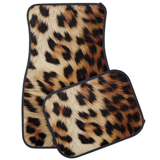 Brown Cream Leopard Animal  Car Floor Mat (Set)