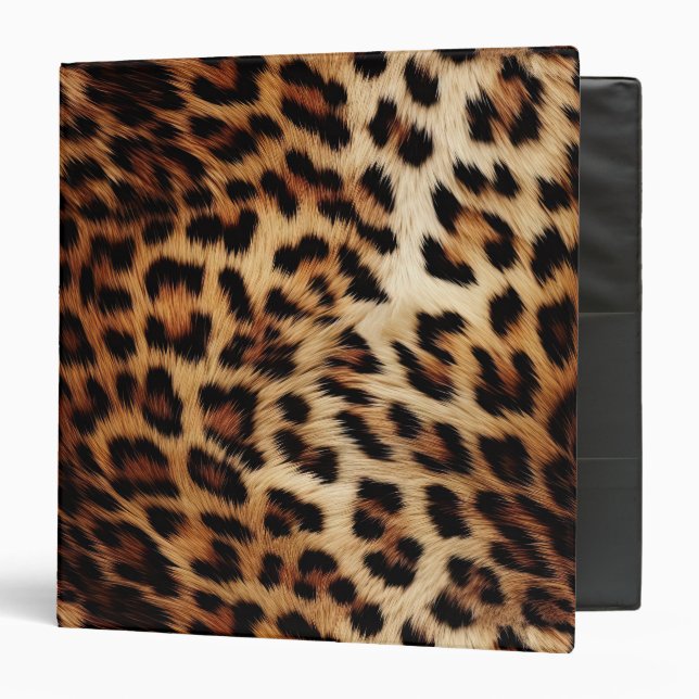 Brown Cream Leopard Animal Print  3 Ring Binder (Front/Inside)