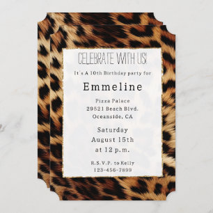 Brown Cream Leopard Animal Print Invitation