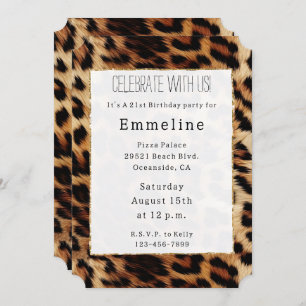 Brown Cream Leopard Animal Print Invitation