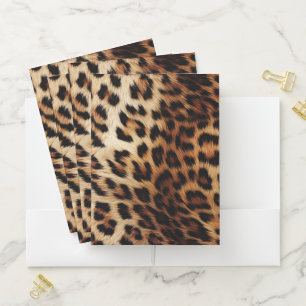Brown Cream Leopard Animal Print  Pocket Folder