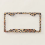 Brown Cream Leopard Animal Print Sparkle License Plate Frame